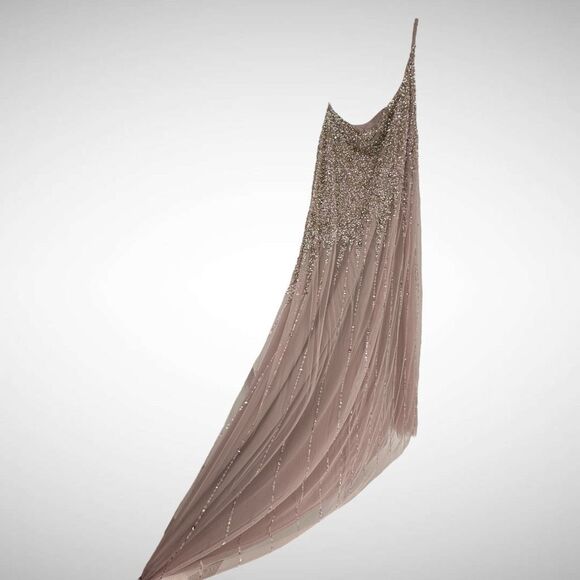 Mac Duggal One Shoulder Embellished‎ Trapeze A-Line Gown Dress Size 10 Pink 9224 - Picture 5 of 12